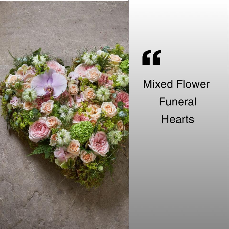 Mixed flower Funeral Hearts St Ives Cornwall